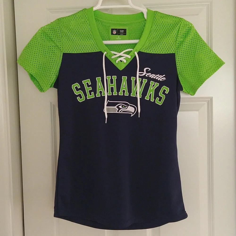 *ATTENTION SEAHAWK FANS* Women's Seahawk Shirt with Lace Up Detailing, Size M - Picture 1 of 4